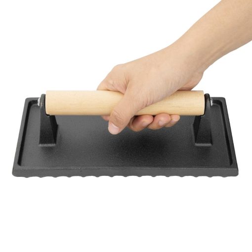 Vogue Cast Iron Steak Weight with Wood Handle (GN770)