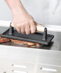 Vogue Cast Iron Steak Weight with Wood Handle (GN770)