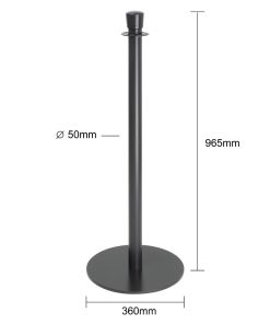 Bolero Flat Base Barrier Posts Black 2 pack (GP638)