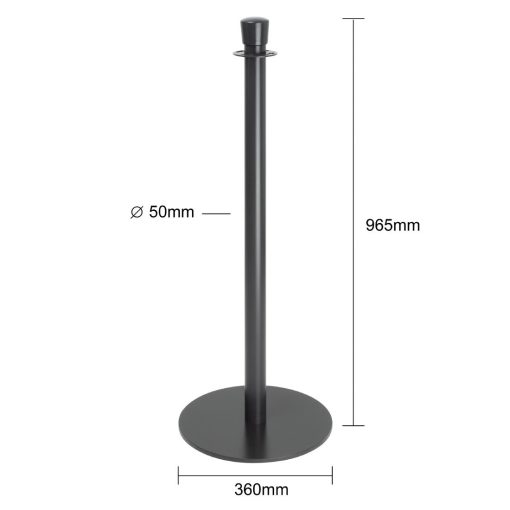 Bolero Flat Base Barrier Posts Black 2 pack (GP638)