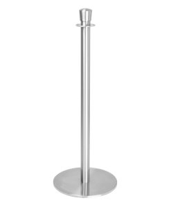 Bolero Flat Base Barrier Posts Brushed Stainless Steel 2 pack (GP639)
