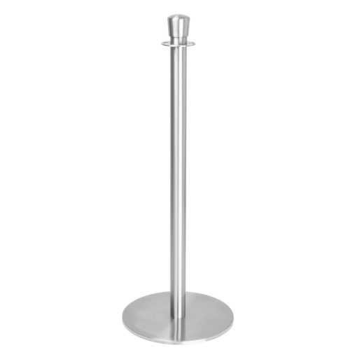 Bolero Flat Base Barrier Posts Brushed Stainless Steel 2 pack (GP639)