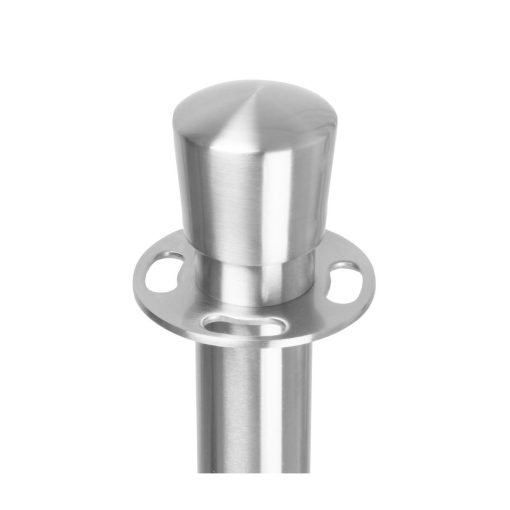 Bolero Flat Base Barrier Posts Brushed Stainless Steel 2 pack (GP639)