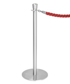 Bolero Flat Base Barrier Posts Brushed Stainless Steel 2 pack (GP639)