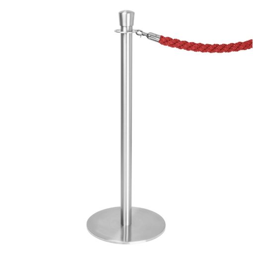 Bolero Flat Base Barrier Posts Brushed Stainless Steel 2 pack (GP639)