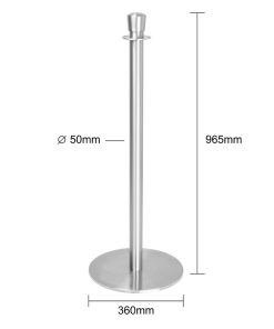 Bolero Flat Base Barrier Posts Brushed Stainless Steel 2 pack (GP639)