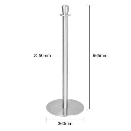 Bolero Flat Base Barrier Posts Brushed Stainless Steel 2 pack (GP639)