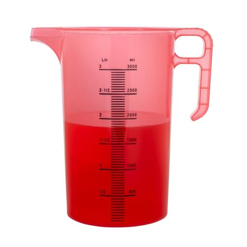 Pro-Measures Polypropylene Measuring Jug Red 3Ltr (HP861)