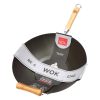 Dexam School of Wok Carbon Steel Flat Base Non-Stick Wok 405mm (HR298)