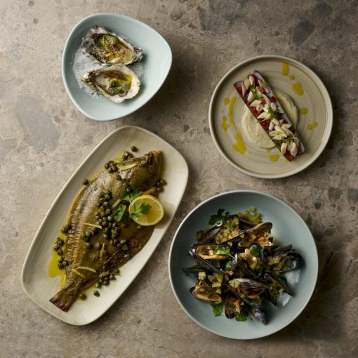 Churchill Stonecast Canvas Natural Chefs Oblong Plates 350x187mm 6 pack (HR358)