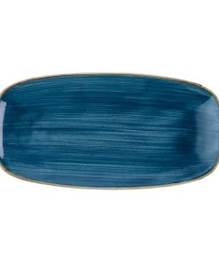 Churchill Stonecast Java Blue Chefs Oblong Plates 350 x 187mm 6 Pack (HR391)