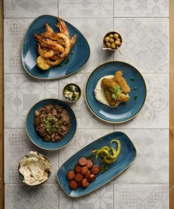 Churchill Stonecast Java Blue Chefs Oblong Plates 350 x 187mm 6 Pack (HR391)