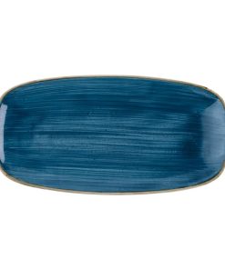 Churchill Stonecast Java Blue Chefs Oblong Plates 288 x 152mm 12 pack (HR392)