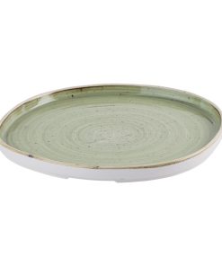Churchill Stonecast Sage Green Organic Walled Plates 257mm 6 pack (HR416)