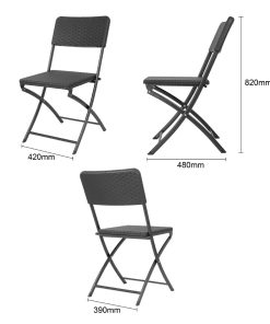 Bolero Rattan Folding Chair Black 2 pack (HS559)