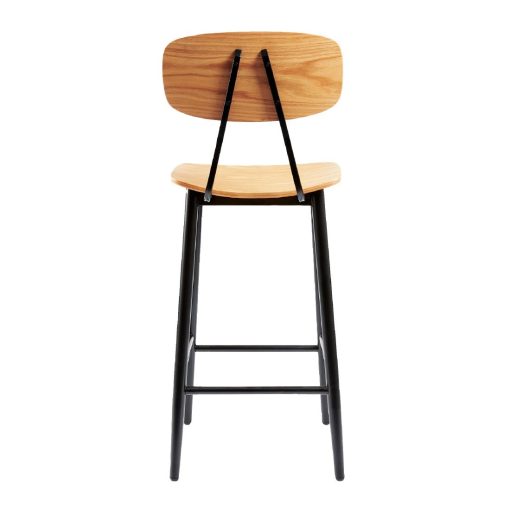 Juna Bar Stool Ply Oak and Black Steel 2 pack (HS737)