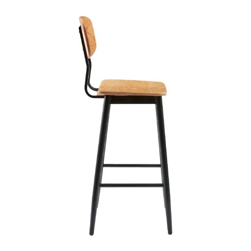 Juna Bar Stool Ply Oak and Black Steel 2 pack (HS737)