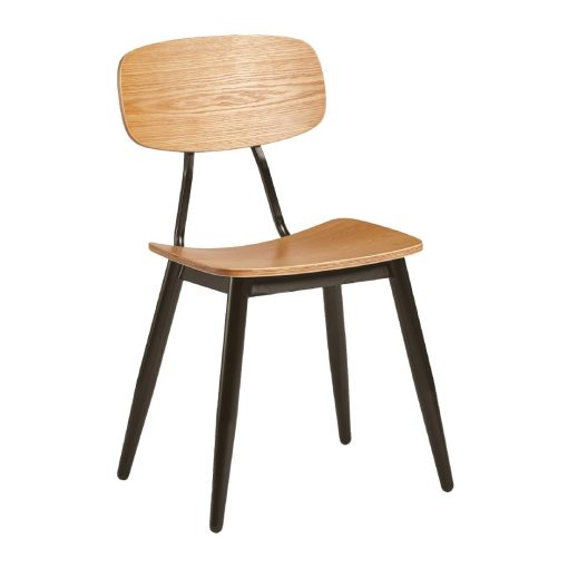 Juna Side Chair Ply Oak and Black Steel 2 pack (HS738)