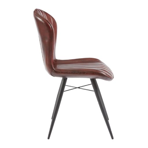 Lena Side Chair Claret Red leather 2 pack (HS749)