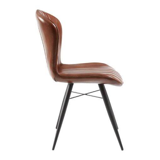 Lena Side Chair Pecan Brown leather 2 pack (HS750)
