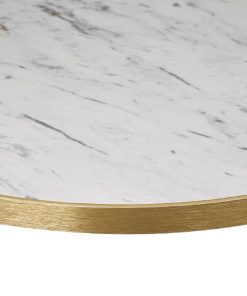 Omega Round Laminate Table Top White Carrara Marble 600mm (HS760)