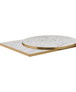 Omega Square Laminate Table Top White Carrara Marble 600x600mm (HS761)