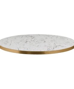 Omega Round Laminate Table Top White Carrara Marble 800mm (HS764)