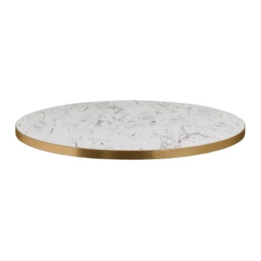 Omega Round Laminate Table Top White Carrara Marble 800mm (HS764)