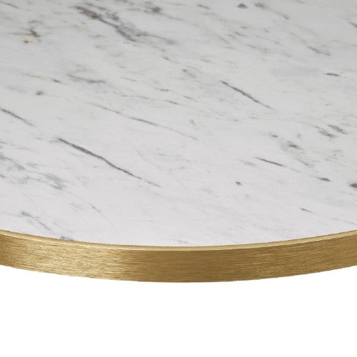 Omega Round Laminate Table Top White Carrara Marble 800mm (HS764)