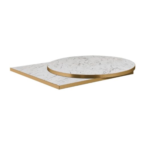 Omega Square Laminate Table Top White Carrara Marble 800x800mm (HS765)
