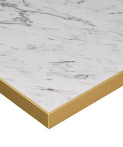Omega Square Laminate Table Top White Carrara Marble 800x800mm (HS765)