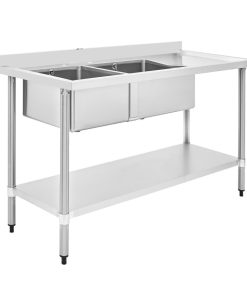 HOST Double Bowl Sink Right Hand Drainer Stainless Steel 1500mm HOST0254DSIR (HT190)