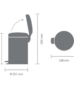 Brabantia NewIcon Pedal Bin Bucket Brilliant Steel 12Ltr (HU171)