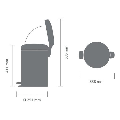 Brabantia NewIcon Pedal Bin Bucket Brilliant Steel 12Ltr (HU171)