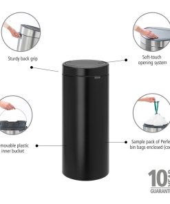 Brabantia Touch Bin Matt Black 30Ltr (HU173)