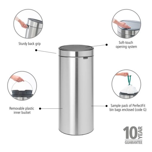 Brabantia Touch Bin Matt Steel 30Ltr (HU174)