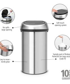 Brabantia Touch Bin Matt Steel 60Ltr (HU176)