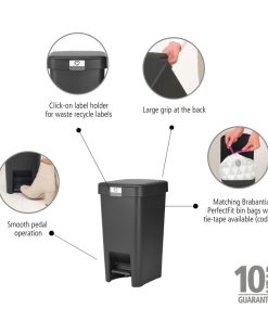 Brabantia Pedal Bin Dark Grey 10Ltr (HU183)