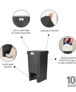 Brabantia StepUp Pedal Bin Dark Grey 16Ltr (HU184)