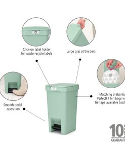 Brabantia StepUp Pedal Bin Jade Green 10Ltr (HU185)