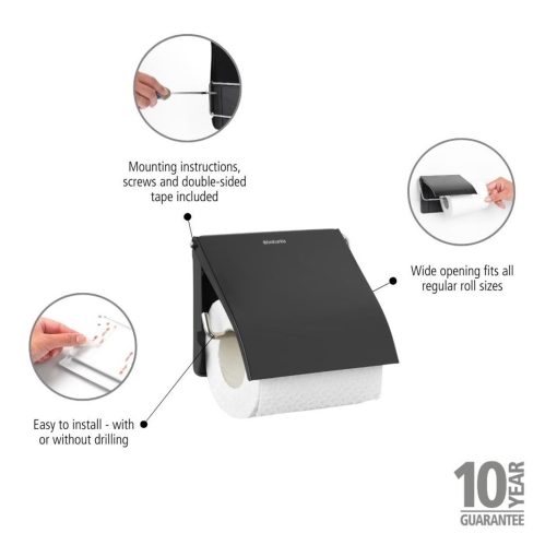 Brabantia Renew Toilet Roll Holder Matt Black (HU187)