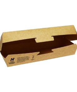 Notpla 8x3 Clamshell Hot Dog Boxes - Kraft 350 Pack (HW516)