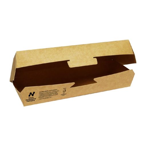 Notpla 8x3 Clamshell Hot Dog Boxes - Kraft 350 Pack (HW516)