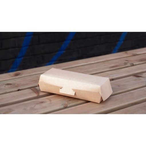 Notpla 8x3 Clamshell Hot Dog Boxes - Kraft 350 Pack (HW516)
