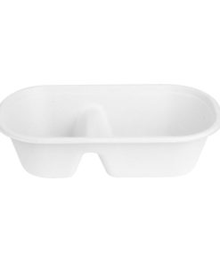 Fiesta Compostable Bagasse Oval 2-Compartment Container 900ml 100 Pack (HW628)