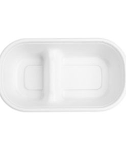 Fiesta Compostable Bagasse Oval 2-Compartment Container 900ml 100 Pack (HW628)
