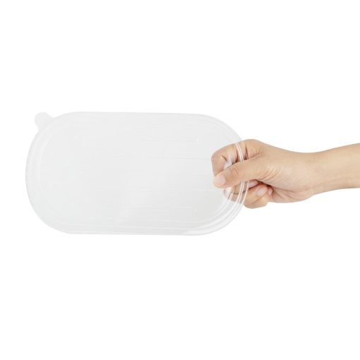 Fiesta Recyclable PET Lids for Bagasse Oval Containers 100 Pack (HW630)