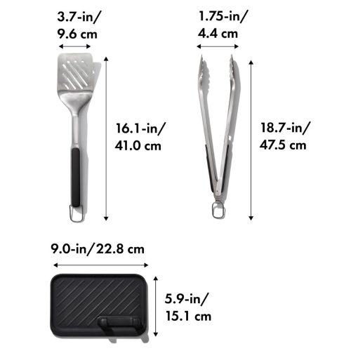 Oxo GG Grilling Set- Turner Tongs and Tool Rest 3 Pack (HW664)