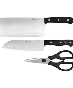 WÃ¼sthof Gourmet Asian Knife Set Santoku Chinese Chefs Knife Kitchen Shears 3 Pack (HW974)