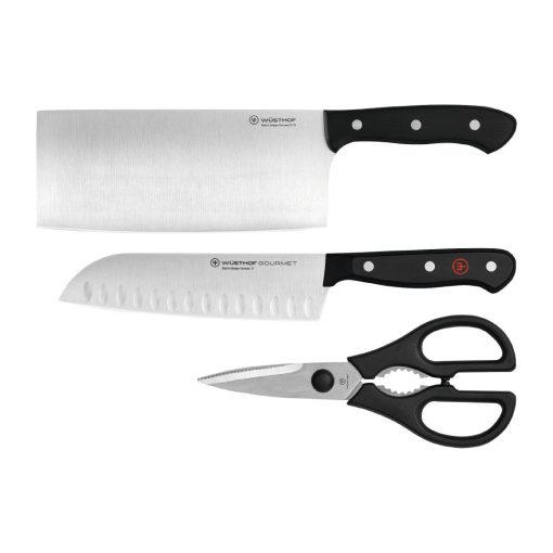 WÃ¼sthof Gourmet Asian Knife Set Santoku Chinese Chefs Knife Kitchen Shears 3 Pack (HW974)